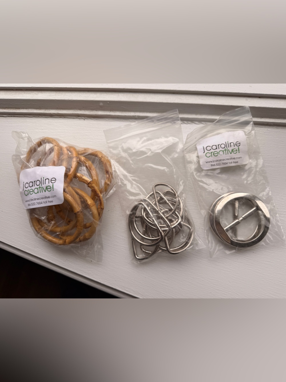 jcaroline creative! Bag of Mixed Buckles and Rings - Silver & Natural Wood Tones